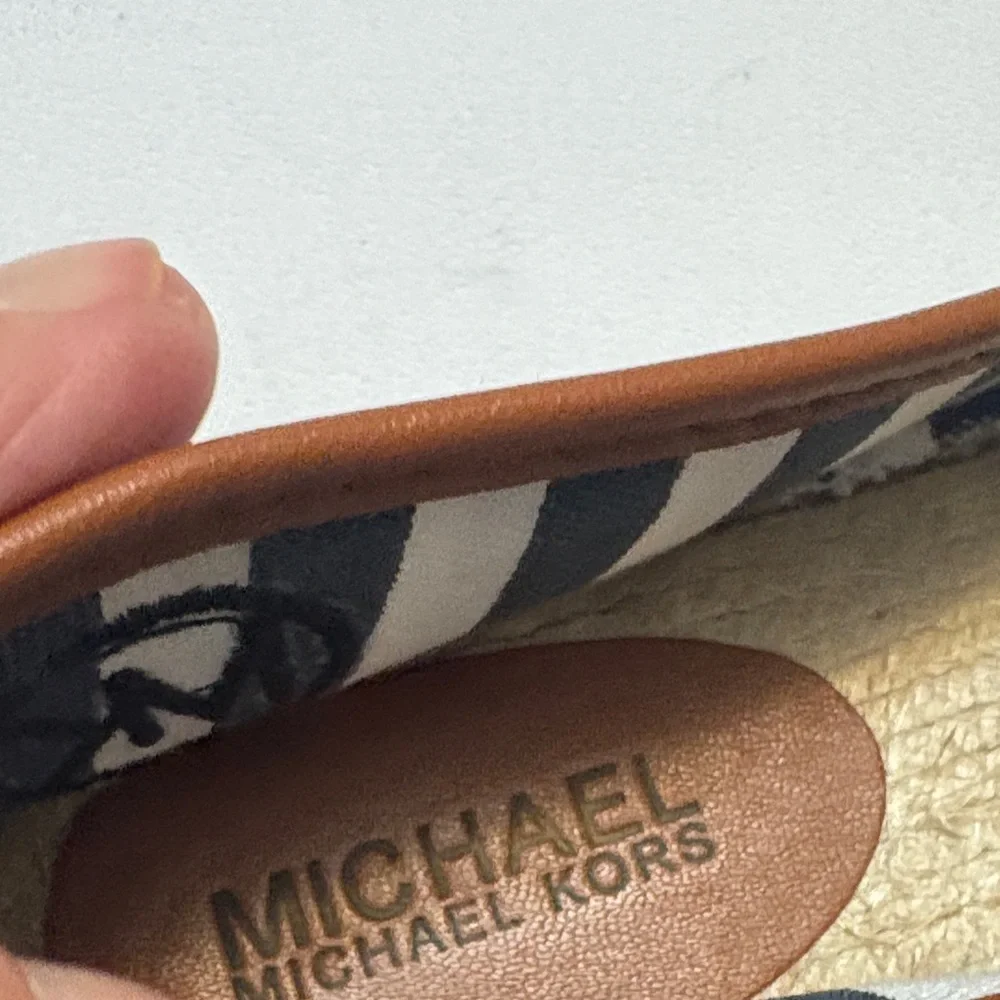 Michael Kors Navy and White Striped Espadrilles